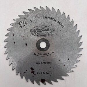 Vintage Oldham Circular Saw Blade 7 1/4 Carbide Tip 5800 RPM Max Universal Arbor